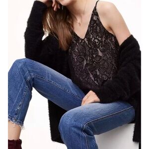 LOFT Black Lace Overlay Top